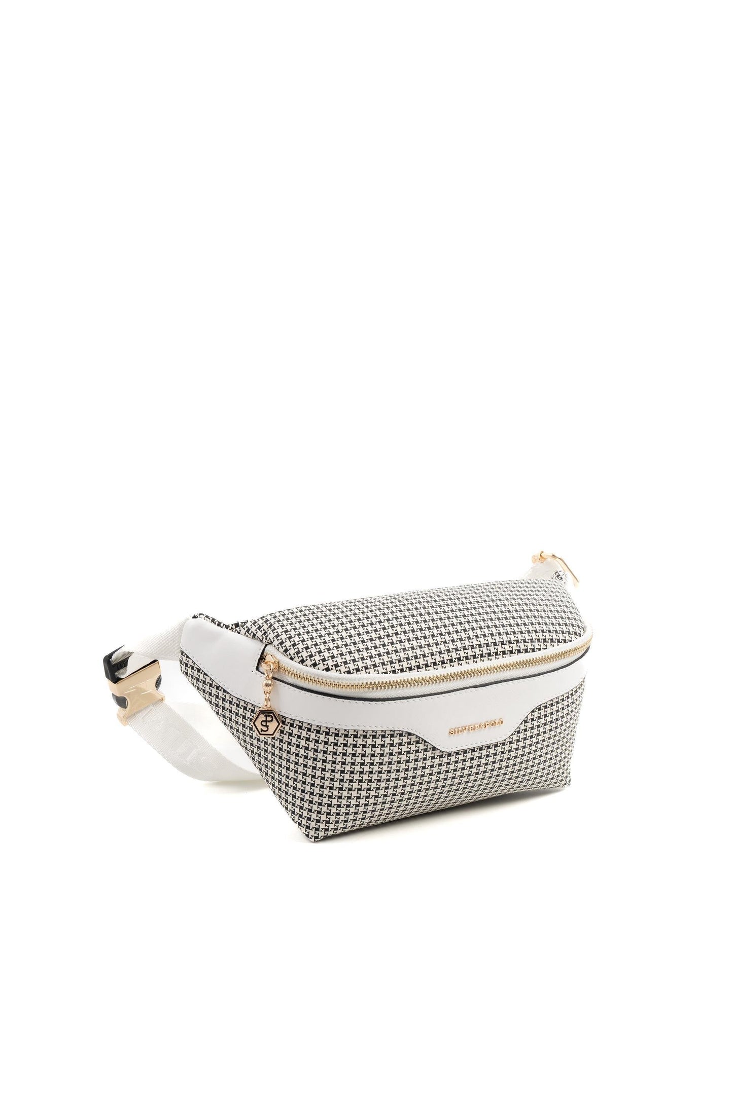 Silver & Polo Siyah - Beyaz SP1192 Kaz Ayağı Ekose Kadın Bel Çantası