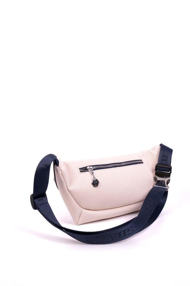Silver & Polo Bej - Lacivert SP1192 Petek Kadın Bel Çantası