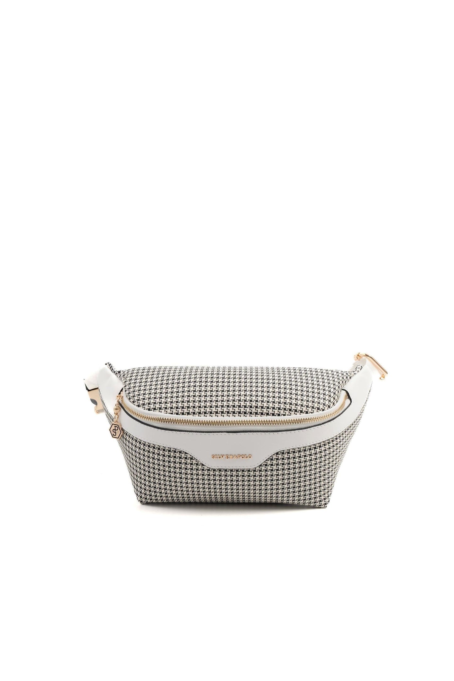 Silver & Polo Siyah - Beyaz SP1192 Kaz Ayağı Ekose Kadın Bel Çantası