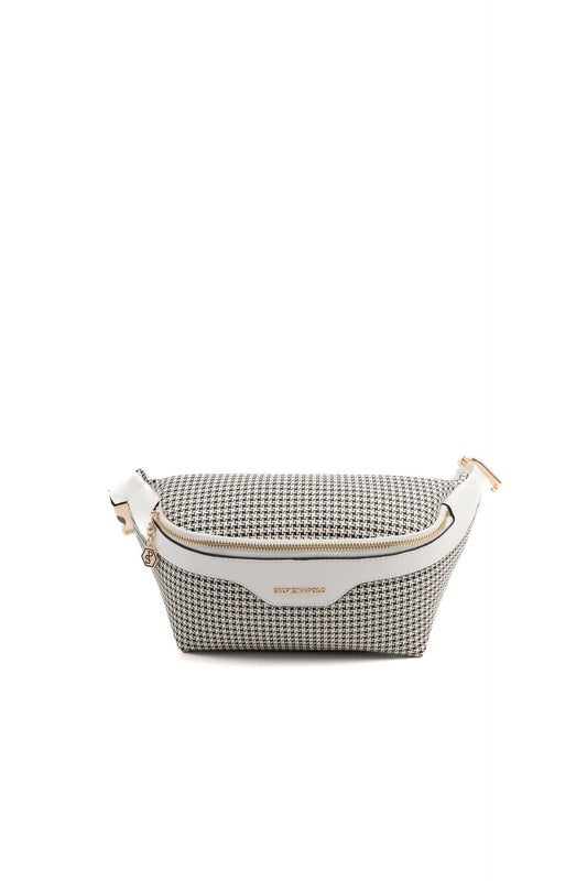 Silver & Polo Siyah - Beyaz SP1192 Kaz Ayağı Ekose Kadın Bel Çantası