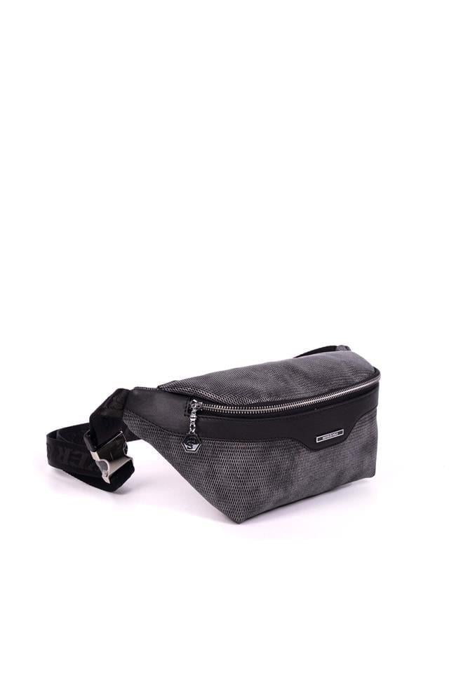 Silver & Polo M.Gümüş - Siyah SP1192 Petek Kadın Bel Çantası