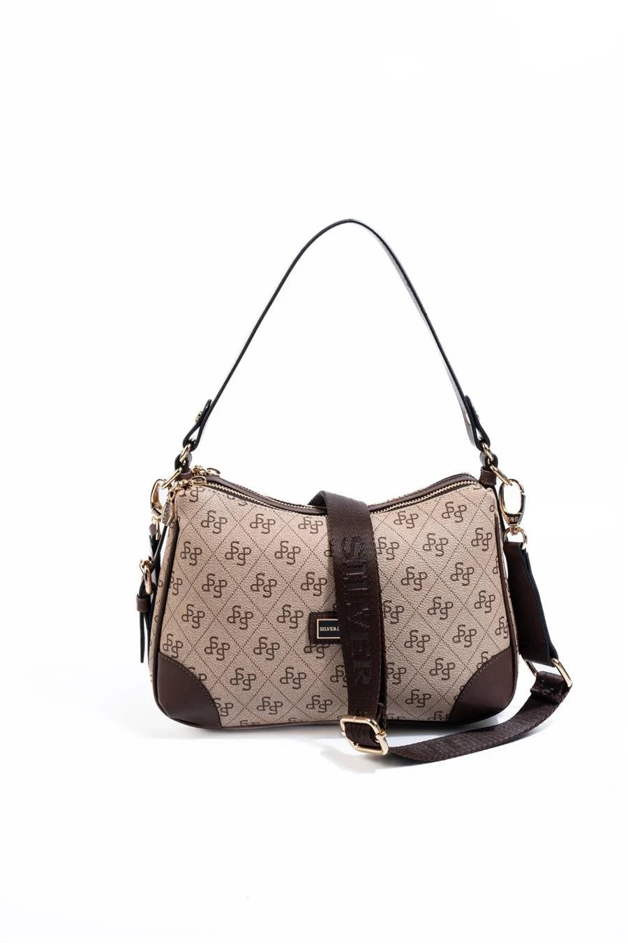 Silver&Polo Koyu Bej - Kahve  SP1269 Logolu Omuz Çantası