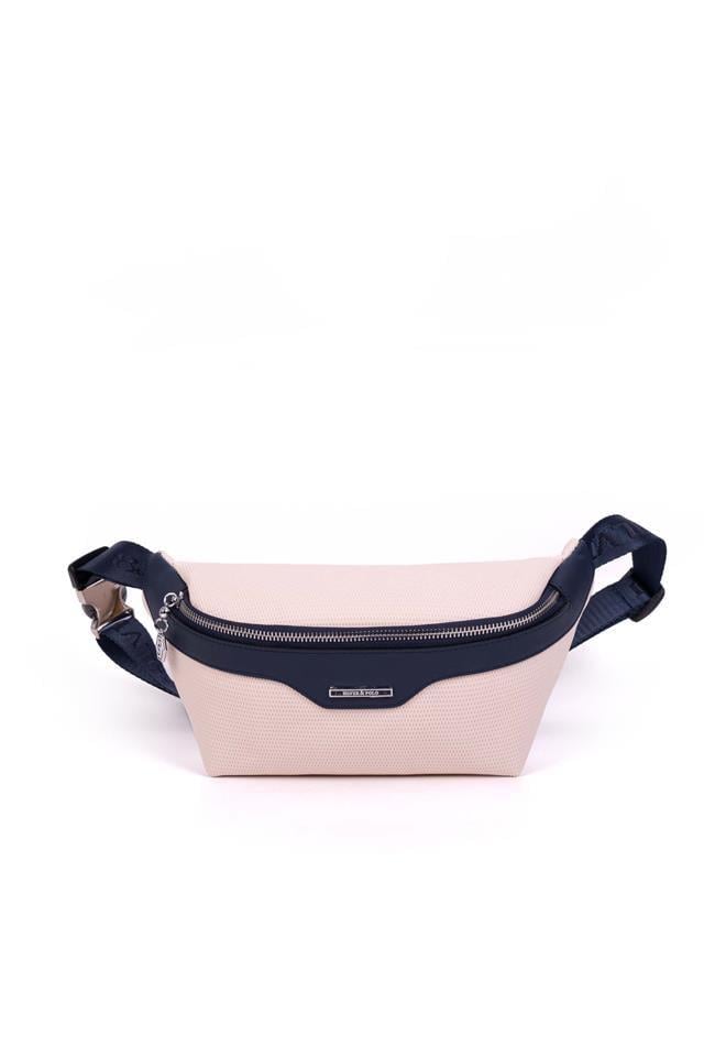 Silver & Polo Bej - Lacivert SP1192 Petek Kadın Bel Çantası