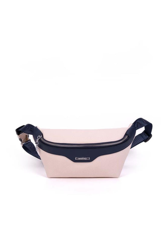 Silver & Polo Bej - Lacivert SP1192 Petek Kadın Bel Çantası
