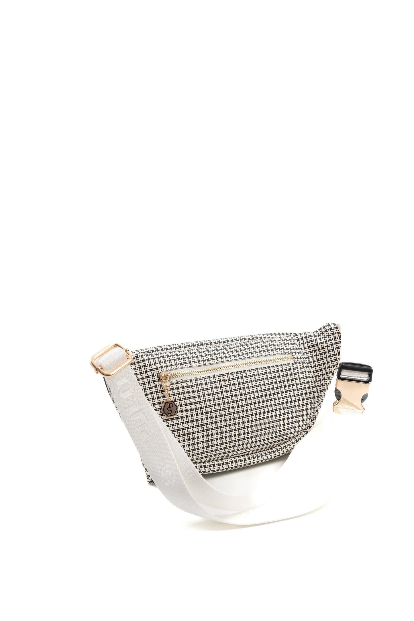 Silver & Polo Siyah - Beyaz SP1192 Kaz Ayağı Ekose Kadın Bel Çantası