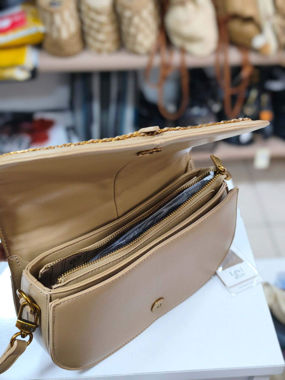 Levidor Kenar Örgü Model Omuz Çantası - Vizon (930293)