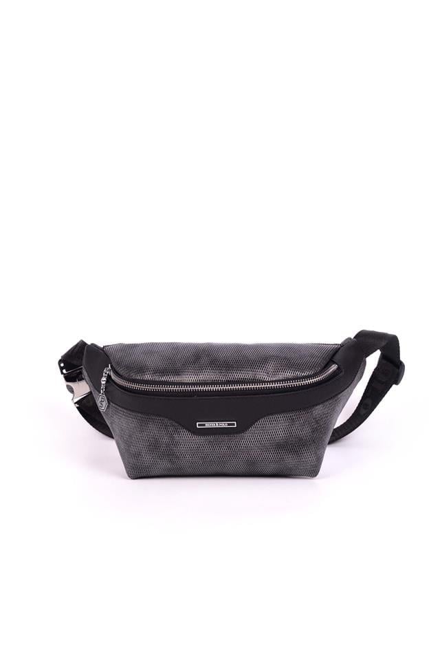 Silver & Polo M.Gümüş - Siyah SP1192 Petek Kadın Bel Çantası