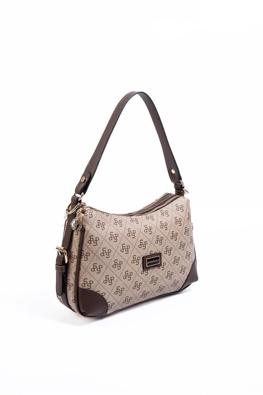 Silver&Polo Koyu Bej - Kahve  SP1269 Logolu Omuz Çantası