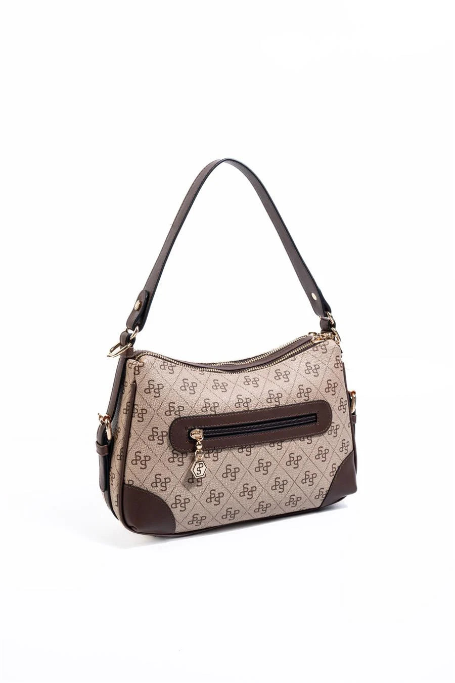 Silver&Polo Koyu Bej - Kahve  SP1269 Logolu Omuz Çantası