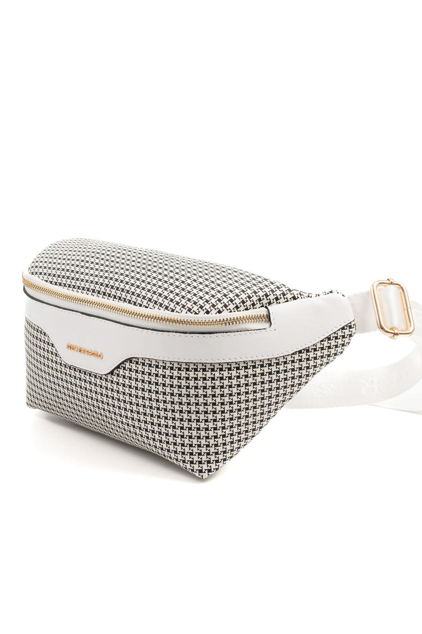 Silver & Polo Siyah - Beyaz SP1192 Kaz Ayağı Ekose Kadın Bel Çantası