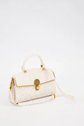 Levidor Şerit Zincir Detaylı El ve Çapraz Çanta - Beyaz (930295)